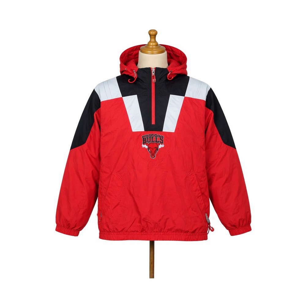 Vintage 90s Starter Chicago Bulls 1/4 Zip Puffer Size Medium NBA Embroidered